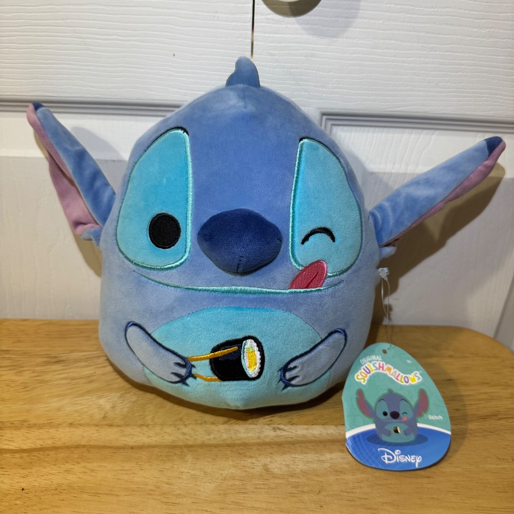 Disney Squishmallows Stitch Winking with Sushi Plush 8 inch Blue Jazwares NWT